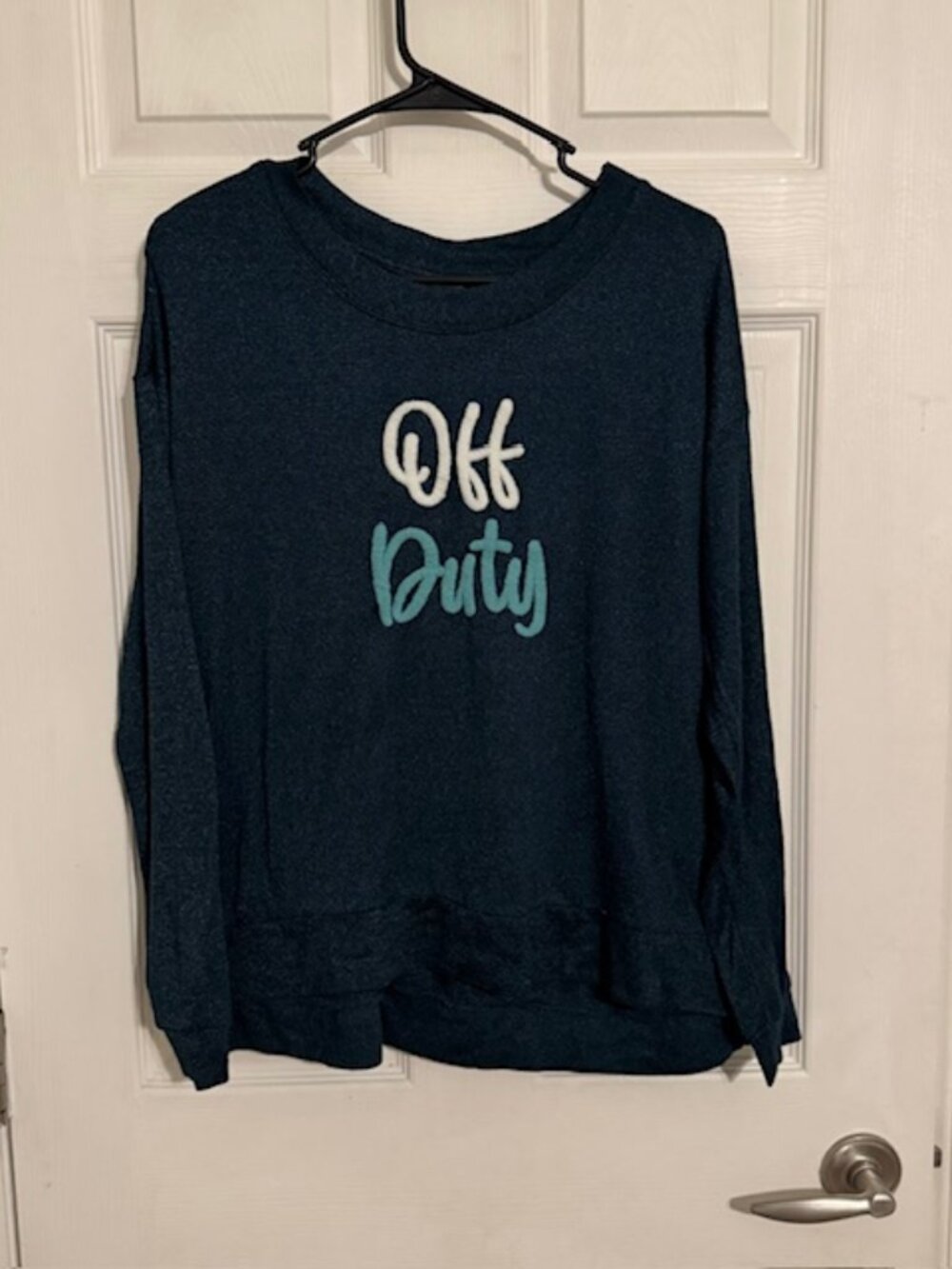 Secret Treasures Turquoise "Off Duty" Women's Sweater/PJ Top, Size M